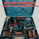 Combo 4 en 1  BOSCH (Pulidora 10.000 RPM, Rotomartillo Triple Función, Taladro 3/8 y Llave de Impacto 400 Nm) Brushless Motor, 4 Baterías.