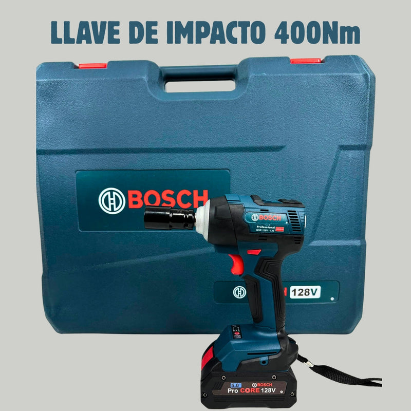 Combo 4 en 1  BOSCH (Pulidora 10.000 RPM, Rotomartillo Triple Función, Taladro 3/8 y Llave de Impacto 400 Nm) Brushless Motor, 4 Baterías.