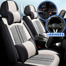 Funda universal completa para coche Evotek en piel auténtica con airbag + REGALOS GRATIS: 3 alfombrillas y funda para volante