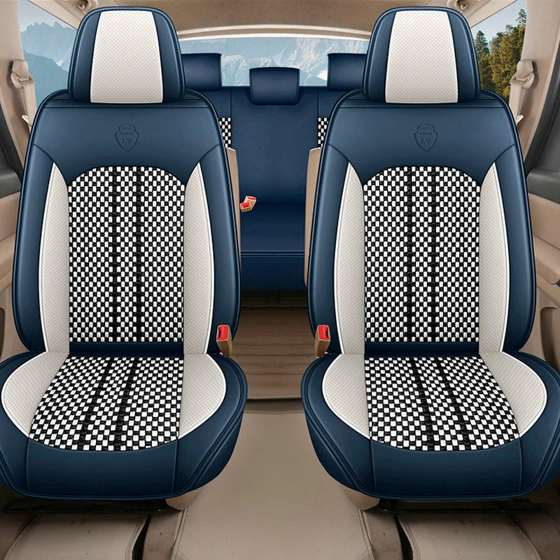 Funda universal completa para coche Evotek en piel auténtica con airbag + REGALOS GRATIS: 3 alfombrillas y funda para volante